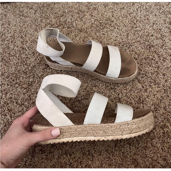 White Platform Wedge Sandals - Picture 1 of 4